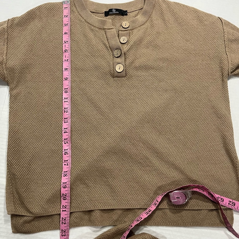 LILLUSORY WAFFLE KNIT 2 PIECE SHORT SET IN BROWN - Picture 9 of 16